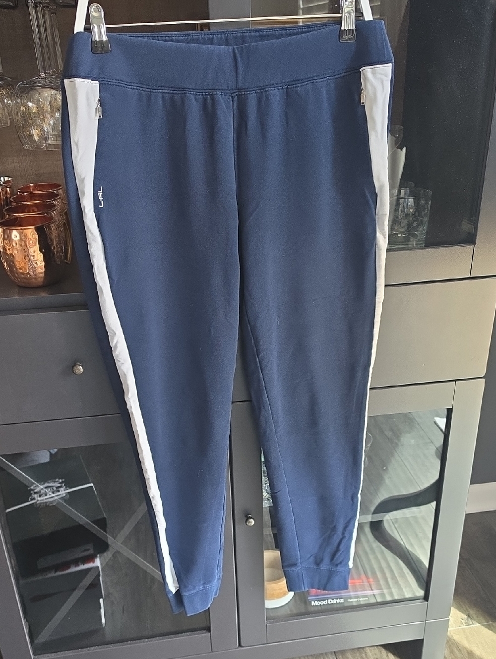 Lauren Ralph Lauren Navy Track Joggers with White Side Stripes